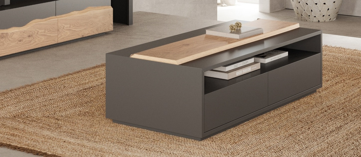 Table basse Woodland avec décor en bois massif