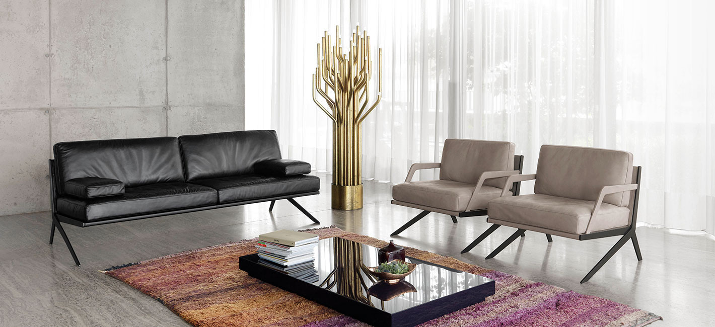 Canapé DS-60 en cuir et Fauteuil DS-160 en tissu