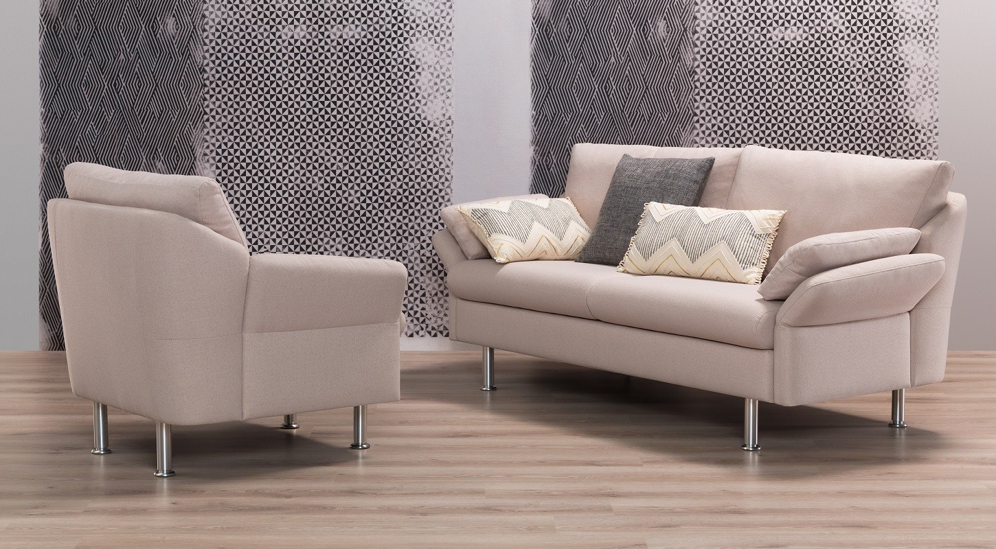 Canapé et fauteuil Evita en tissu