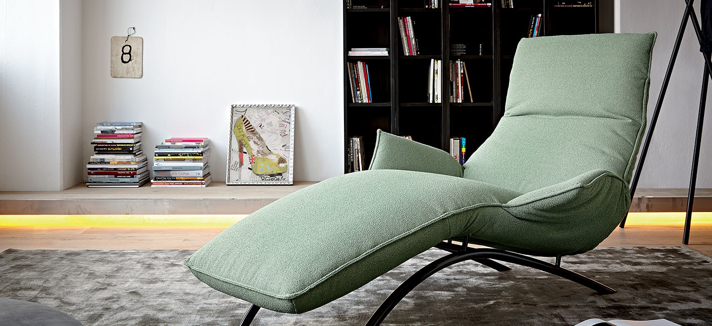 Chaise longue Joleen en tissu