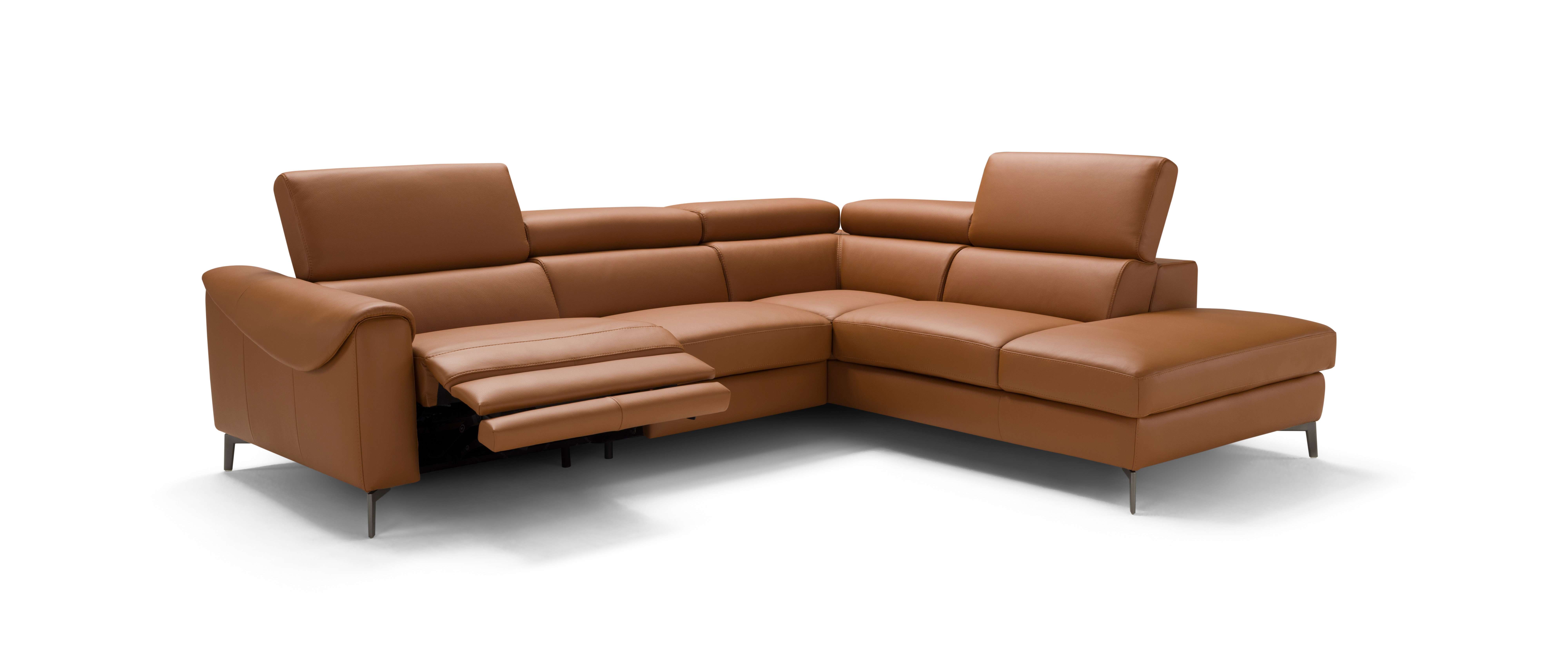 Canapé d'angle Puro en cuir avec relax électrique