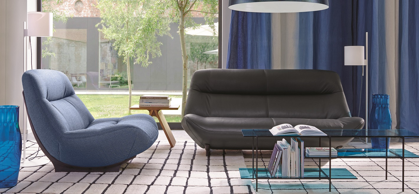 Canapé Manarola en tissu et cuir